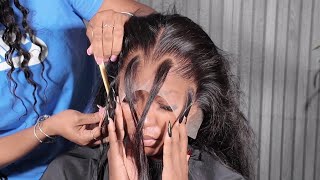 🔥M Frontal wig install *NO BABY HAIRS* w/ curls