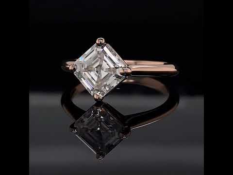 Asscher Moissanite Kite Orientated Solitaire Ring ring video