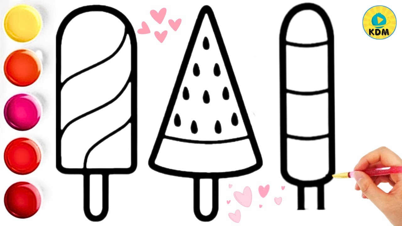 ICE CREAM CANDIES EASY DRAWING FOR KIDSHOW TO DRAW STEP BY STEP LEARN COLORING LEARN TO