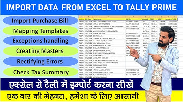 Import Data from Excel to Tally Prime ! एक्सेल से टैली में डेटा इंपोर्ट करना सीखे ! Mapping Template