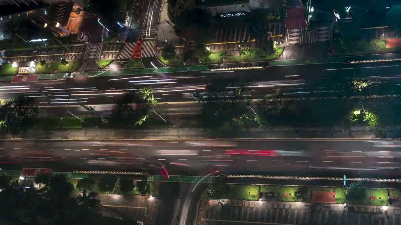 High Angle Shot of Traffic at Night in Jakarta Free Stock Video Footage Download Clips exterior
