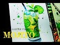 How To Paint Watercolor Tutorial For Beginners | MOJITO COCKTAIL | Step By Step