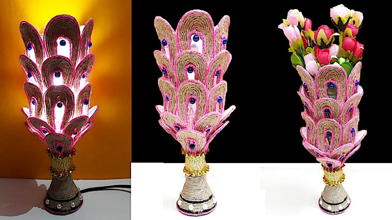 DIYNight Lamp/Flower Vase made from Plastic Bottle and Jute rope DIY