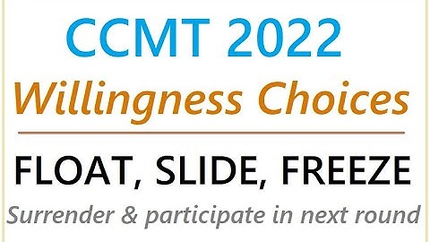 CCMT 2022 Willingness Choices - Float, Slide, Freeze, Surrender & participate in next round EXAMPLES