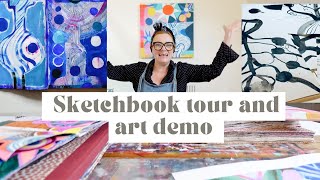 Speedy Art Demo and Mixed Media Sketchbook Chat  Art Vlog