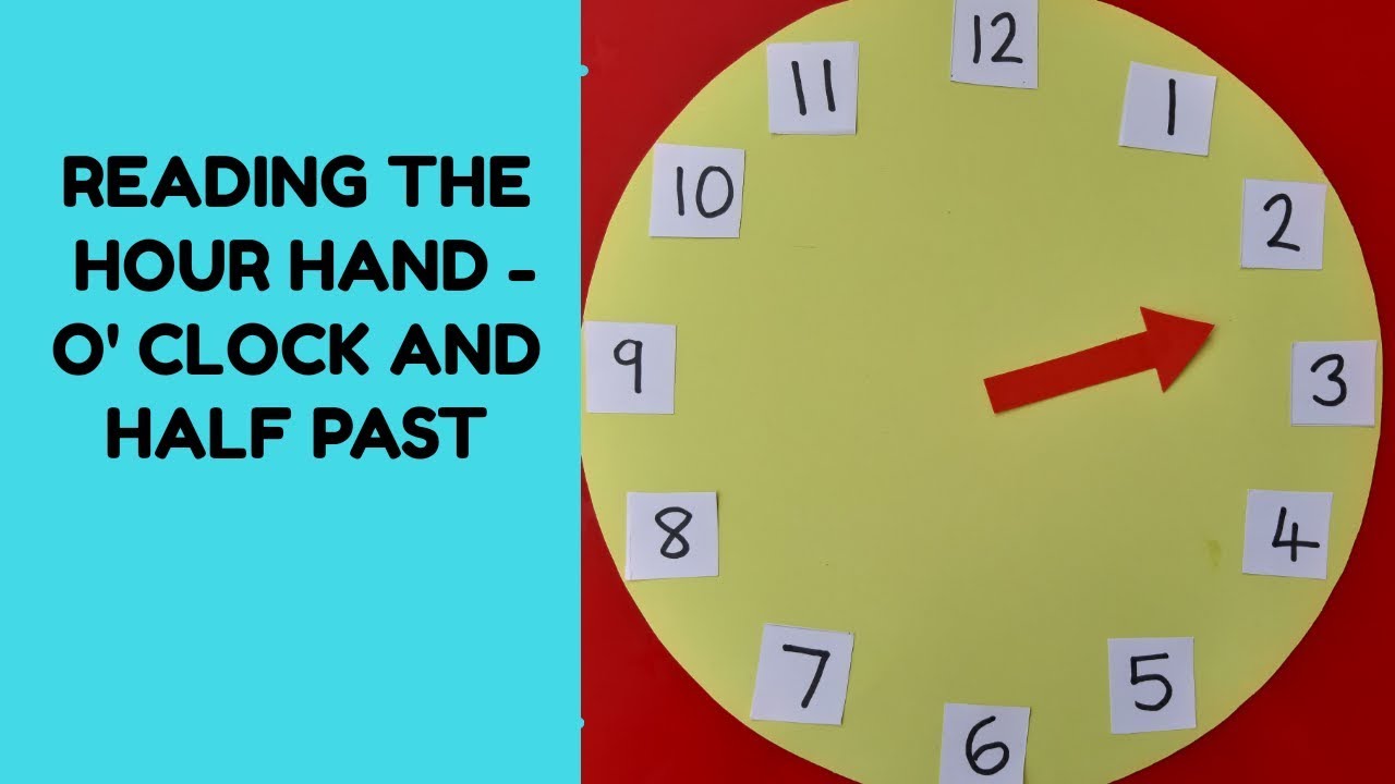 Hours vs o'Clock. Half an hour. The minute hand on Analogue Clock. Hour hand.