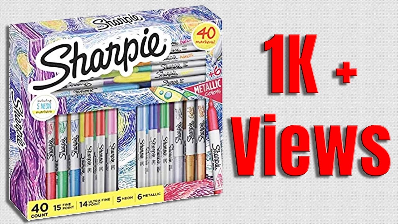 Sharpie 40 Permanent Markers Detailed Unboxing - Assorted Metalic Neon  Ultra fine point & Fine Point 