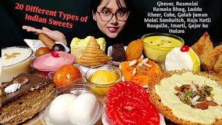 Eating Rasmalai, Ghevar, Gulab Jamun, Laddu, Malai Sandwich, | Indian Sweets Eating | Foodie Darling