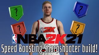 NBA 2K21 BEST GUARD BUILD IN GAME! SPEEDBOOSTING SHARPSHOOTER BUILD
