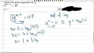 Math 251 HW 1.5.26 Solve For X In The Exponent Using Definition Of A Log