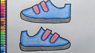 How to draw Shoes for kids 👟| Shoes drawing easy step by step | Shoes drawing with colour