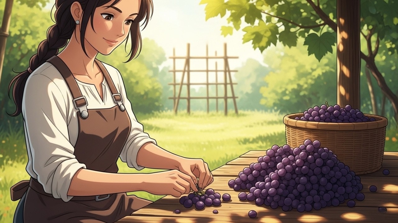 Summer Harvest Building a Bamboo Trellis & Homemade Grape Jam | Ghibli-Style ASMR