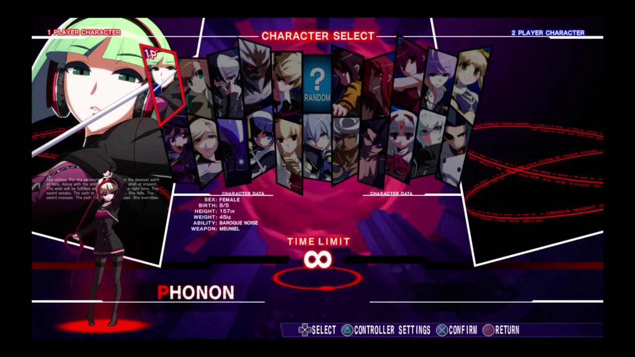 Under Night In-Birth Exe: Late [cl-r] Character Select