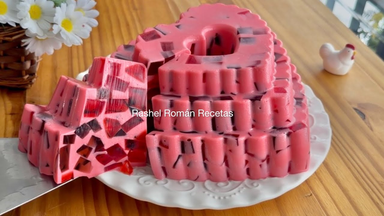GELATINA MOSAICO DE FRESA 🍓 Y LECHE CONDENSADA 👩‍🍳