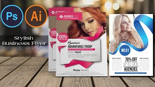 Stylish Business Flyer Templates In PSD EPS Files |English| |Photoshop Tutorial|