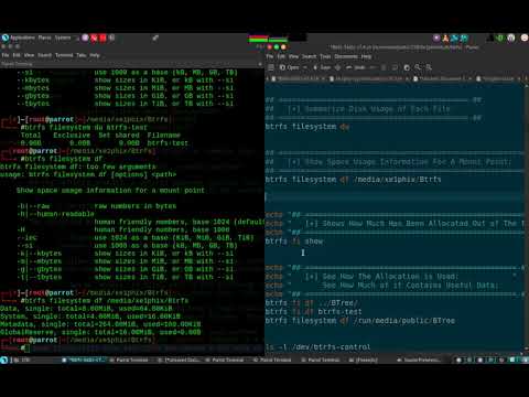Intro To Linux FileSystems - Btrfs - mkfs, Subvolumes, Snapshots, And More! Using Parrot Linux