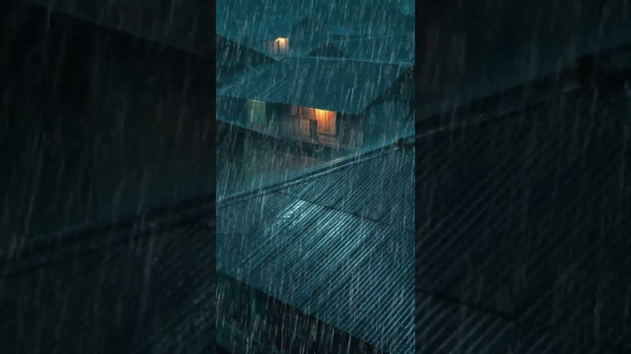 No Ads Rain Sounds for Sleeping - ASMR Dark Storm Rain on Tin Roof for Anxiety Reset