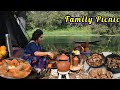 Family picnic in the forest  mutton curry  chingri malai curry  bhetki fish fry  reshmi kebab 