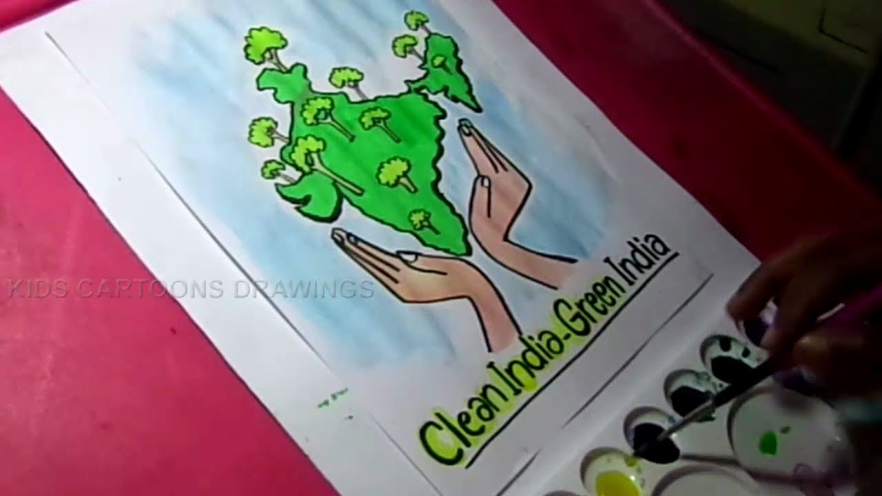 how to draw clean india green india poster drawing youtube