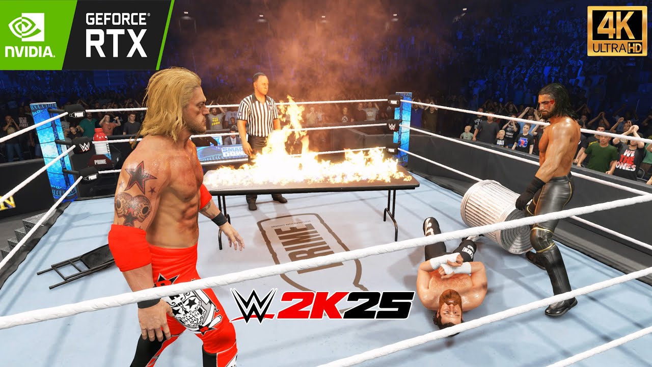 WWE 2K25 : Seth Rollins vs Sami Zayn vs Edge - TRIPLE THREAT WAR !  -  (4K60fs)