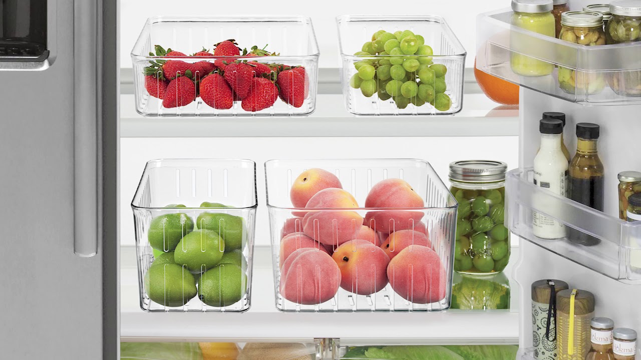 Mdesign Vented Fridge Storage Bin Basket For Fruit, Vegetables, 11 X 6 X 3,  4 Pack - Clear : Target