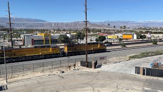 Trains in Indio, CA on 4/2/2024 on the UP Yuma Subdivision / Sunset Route