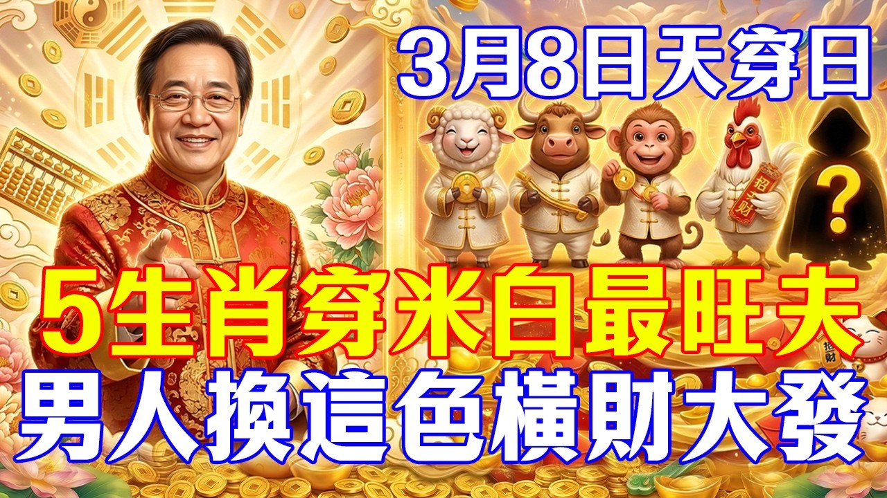 倪海廈：3月8號天穿日，女人穿對色是「活財神」！5生肖女穿米白色最旺夫，男人換這色大招財，全家好運攔都攔不住！#倪海廈#中醫養生#2026運勢#天穿日#五行生克#女媧補天#旺夫風水#招財顏色#生肖運勢