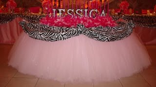 Rent Tulle Fairy Table Cloth Linens by Sweet 16 Candelabras