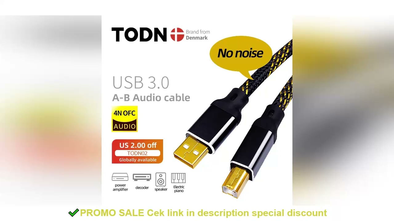 TODN HIFI USB Cable DAC A-B Alpha 4N OFC Digital AB Audio A to B high-end Type A to Type B Hifi Data