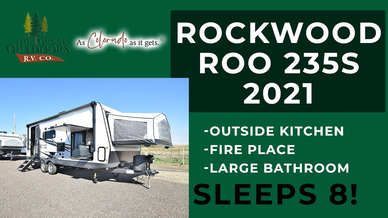 New Rockwood Roo 235S Sleeps 8, hybrid RV, outside kitchen, lightweight travel trailer in