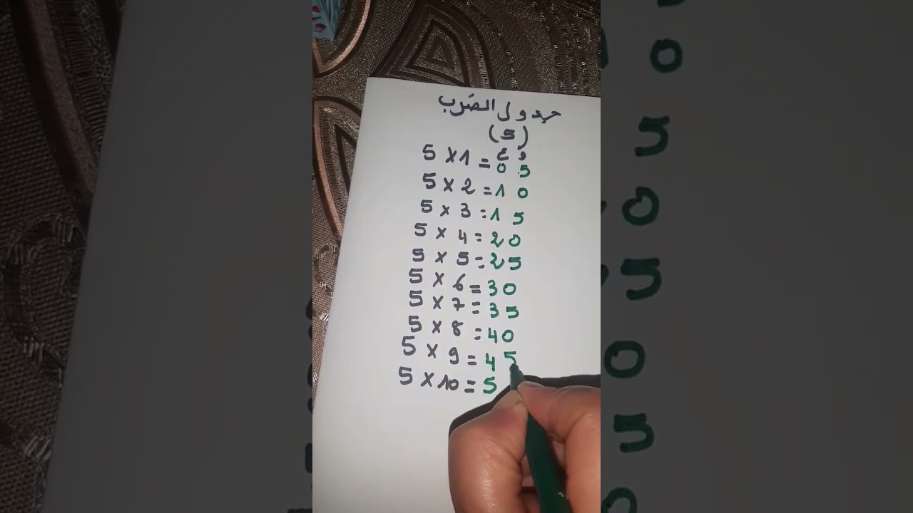 اسهل طريقة لحفظ جدول الضرب 5#إعجاب +#إشتراك