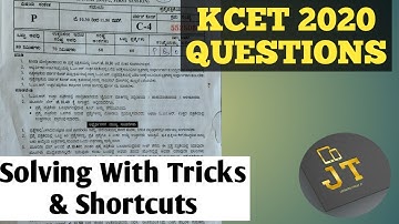 KCET 2020 Question Paper Solving With Tricks & Shortcuts Part-1 | KCET Paper Solving | KCET Tricks |