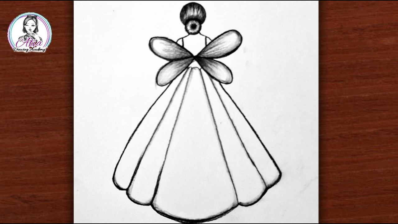 fairy dress drawing easy Gorest Fairy dress drawing #drawing #pencildrawing #fyp