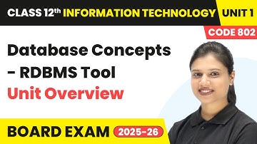 Database Concepts - RDBMS Tool - Unit Overview | Class 12 IT Unit 1 | (Code 802) Part B | CBSE
