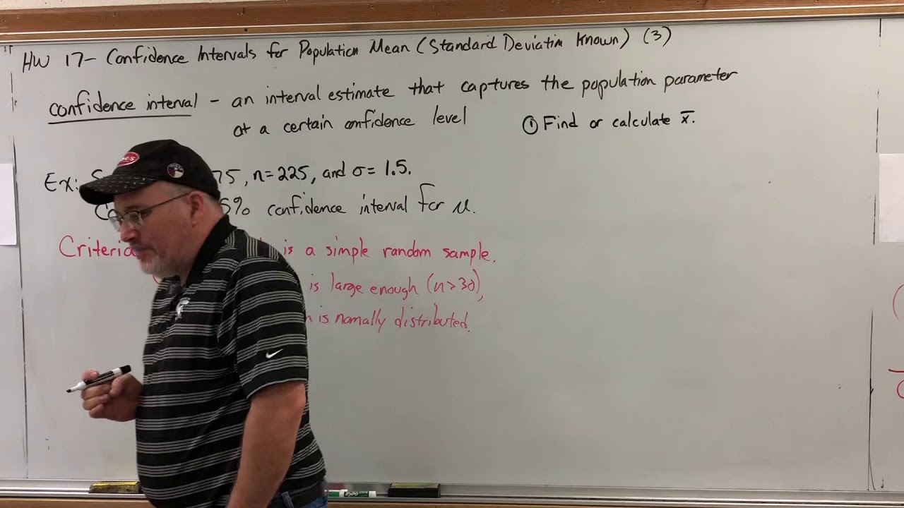 HW 17 (3) Confidence Interval for Population Mean (SD known ...