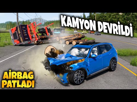 AİRBAG PATLADI // HATALI SOLLAMA KAZALARI // BMW PERT ETTİM / BeamNG.drive