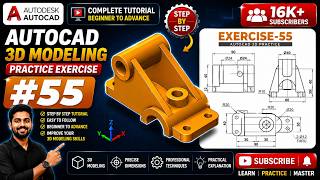 AutoCAD 3D Example Tutorial 55 | Complete Mechanical Component Drawing ! KHALID MAHMUD
