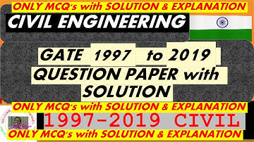 GATE 1997 to 2019 Civil Engg. Paper Analysis: Answer Key & QP with Solution Part 1 | PM Sir