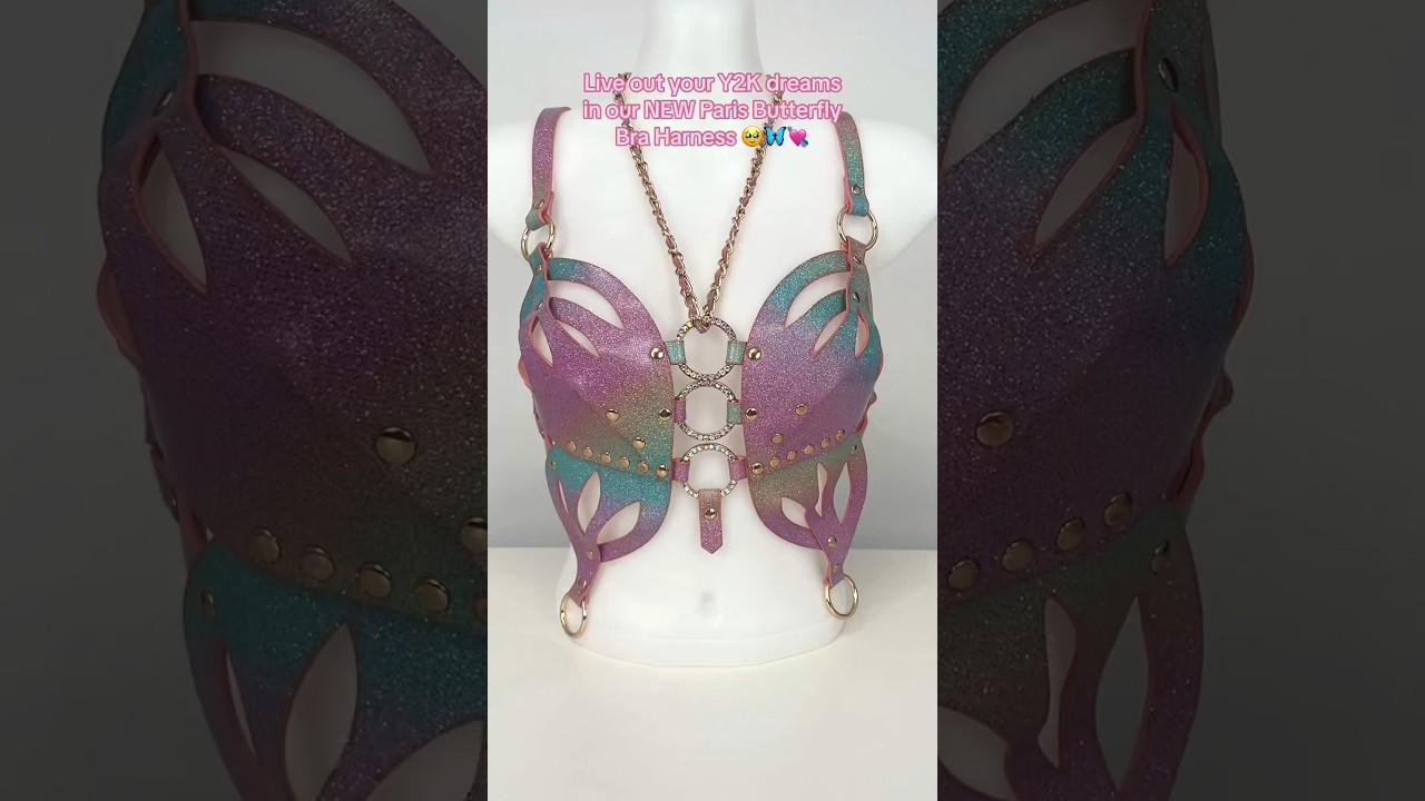 Our NEW Pastel Galaxy Paris Butterfly Bra Harness #shortsvideo #fashion # butterfly #altfashion 