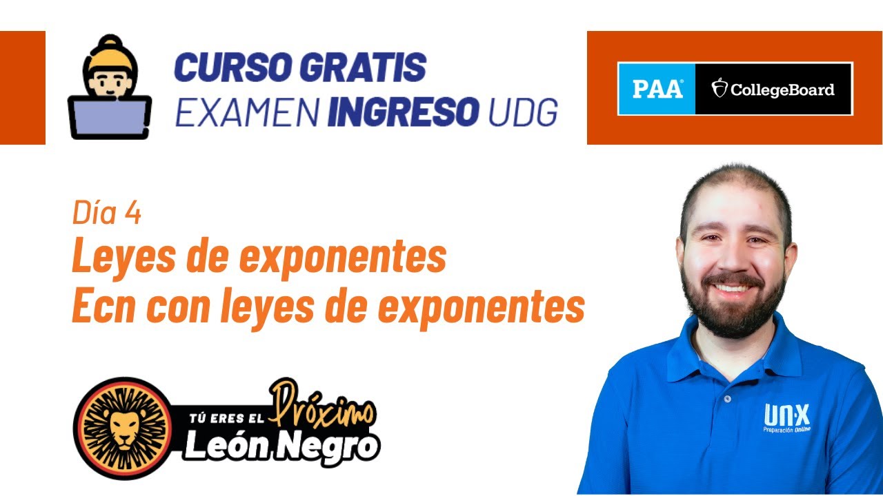 Día 4 : Ecuaciones con Leyes de los exponentes // Curso Gratis // Examen de Admisión PAA