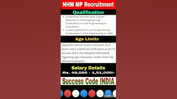 NHM MP Vacancy 2022 | Civil Engineering Vacancy #successcodeindia #shorts #viral