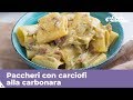 Paccheri con carciofi alla carbonara la ricetta di giallozafferano