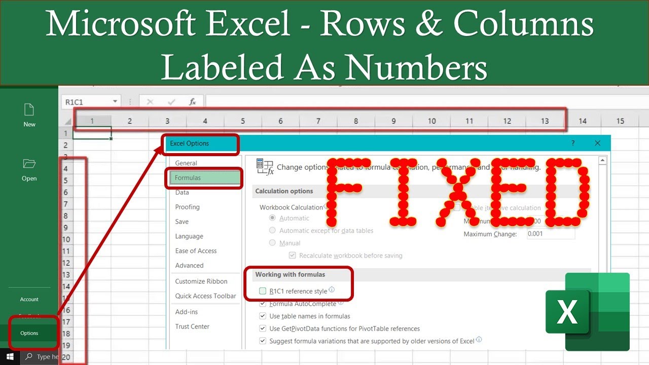 Microsoft Excel Rows and Columns Labeled As Numbers | Excel 2016