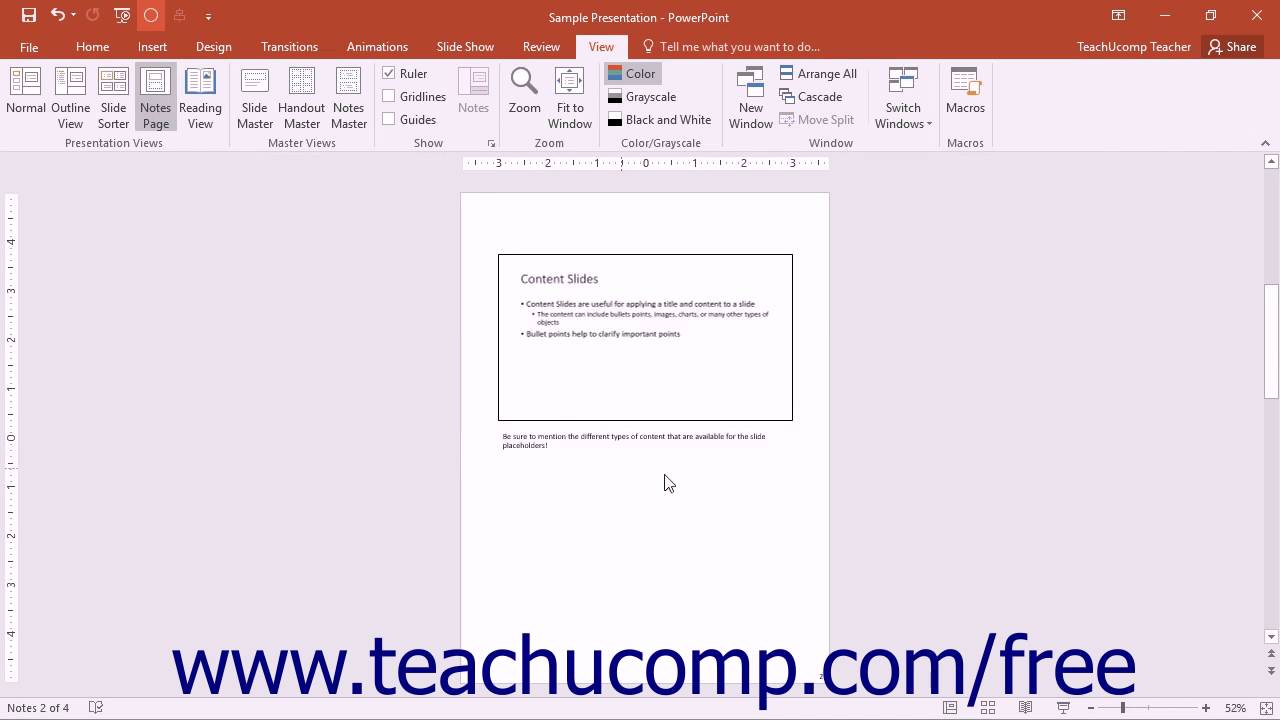 how to view notes in powerpoint presentation