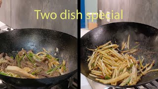New Years 2 Dish Special - Sweet And Sour Potato Strings And Pepper Steak