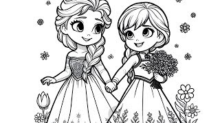 Elsa Anna Drawing Easy, Elsa Anna Frozen Princess Drawing and Coloring for Kids, 80
