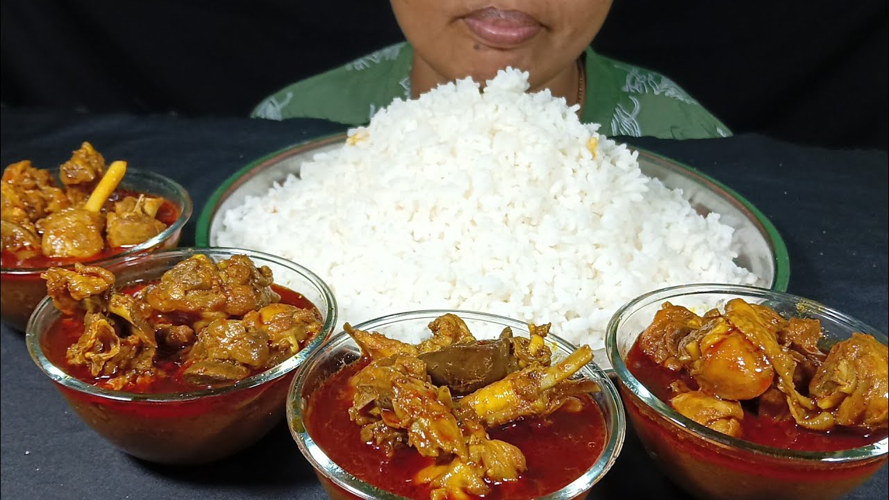 Eating Show// Eating Spicy 🔥🥵 Chicken Curry With Simple Rice// Bigbites// Eating Channel// Mukbang