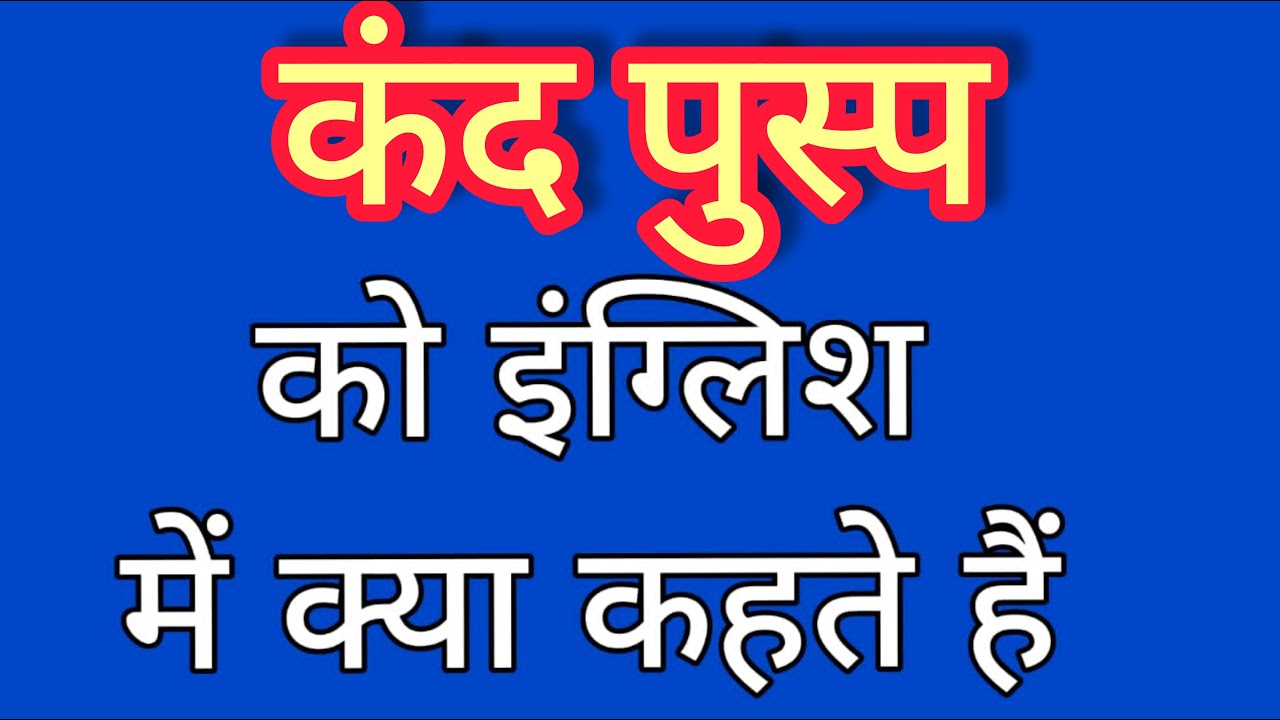 Kand pusp ko english mein kya kahate hain कन्द पुष्प को इंग्लिश में