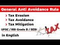 General Anti Avoidance Rule, Tax Evasion, Tax Avoidance and Tax Mitigation explained #UPSC2020 #IAS
