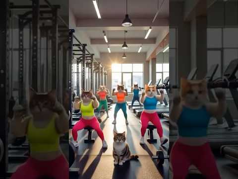 قطط في الجيم مولعين الدنيا شوف العضلات يا كابتن